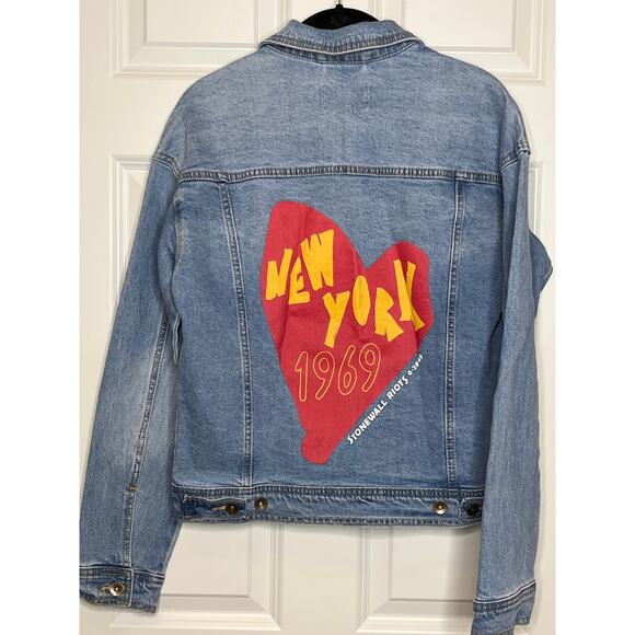 Denim Jacket XS Pride Adult Queer Artist Design New York 1969 Stonewall Riot - Picture 2 of 7
